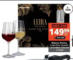 Checkers Maison Forine Lead-Free Crystal Leira Wine Glasses 6-Pack offer