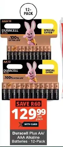 Checkers Duracell Plus AA/ AAA Alkaline Batteries 12-Pack offer