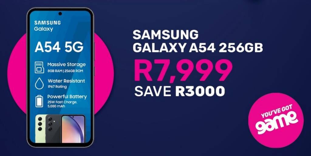 SAMSUNG GALAXY A54 256GB offer at Game