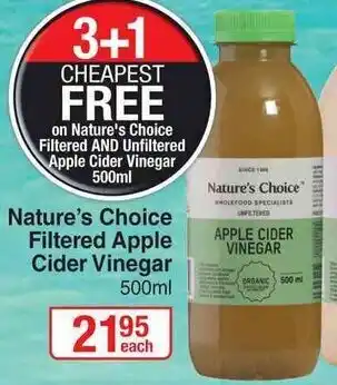 Dis-Chem Nature's Choice Filtered Apple Cider Vinegar 500ml offer