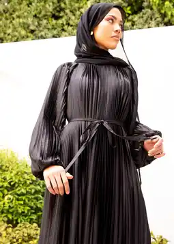 Woolworths Pleated Balloon Sleeve Satin Midi Dress offer