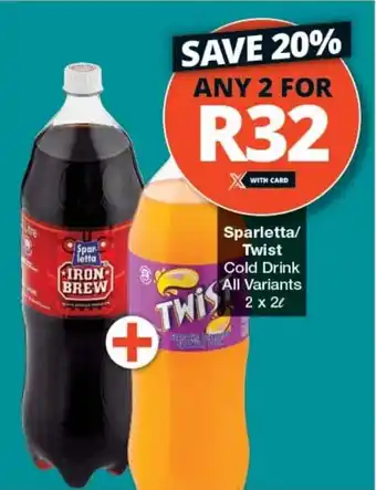 Checkers Sparletta/ Twist Cold Drink All Variants offer