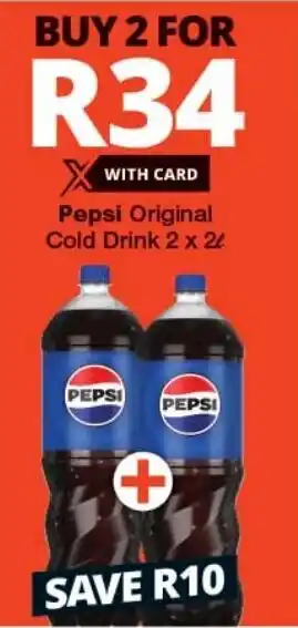 Checkers Pepsi Original Cold Drink 2 x 2L offer