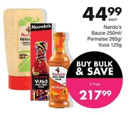 Save Hyper Nando's Sauce 250ml/ Perinaise 265g/ Vusa 125g offer