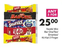 Save Hyper Nestlé Mini Bar One/Tex/ Smarties/ Kit Kat 2 Finger offer