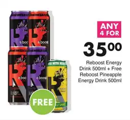 Save Hyper Reboost Energy Drink 500ml + Free Reboost Pineapple Energy Drink 500ml offer