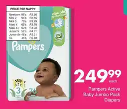 Save Hyper Pampers Active Baby Jumbo Pack Diapers offer
