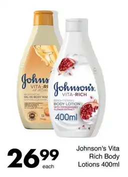 Johnson's Vita Rich Body Lotions 400ml