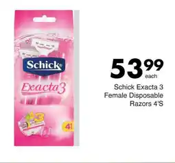 Schick Exacta 3 Female Disposable Razors 4'S