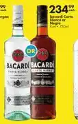 Bacardi Carta Blanca Or Negra Rum-750ml Each