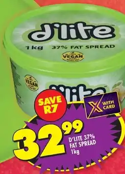 Shoprite D'LITE 37% FAT SPREAD 1kg offer