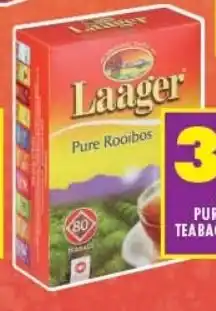 Shoprite LAAGER PURE ROOIBOS TEABAGS 80 per pack offer