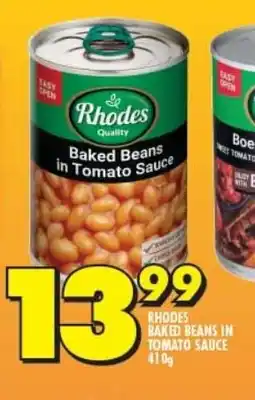 Shoprite RHODES BAKED BEANS IN TOMATO SAUCE 410g offer