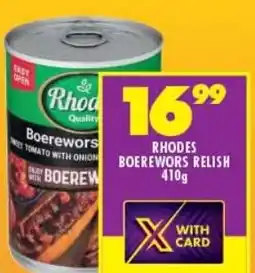 Shoprite RHODES BOEREWORS RELISH 410g offer