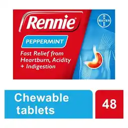 Rennie Peppermint Antacid Tablets 48s