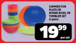 SUMMER FUN PLATE OR ROUND BOWL OR TUMBLER SET 4-piece