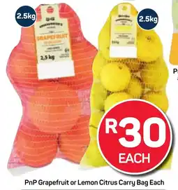 Pick n Pay Hypermarket PnP Grapefruit or Lemon Citrus Carry Bag Each offer