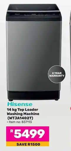 Game Hisense 14 kg Top Loader Washing Machine (WTJA1402T) offer