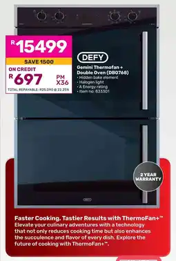 Game DEFY Gemini Thermofan + Double Oven (DB0768) offer