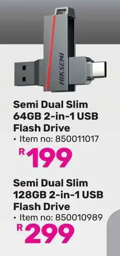 Semi Dual Slim 64GB 2-in-1 USB Flash Drive