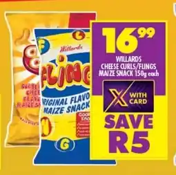 Shoprite WILLARDS CHEESE CURLS/FLINGS MAIZE SNACK 150g each offer