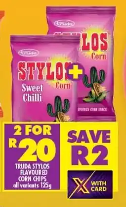 Shoprite TRUDA STYLOS FLAVOURED CORN CHIPS all variants 125g offer