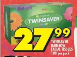 Shoprite TWINSAVER RAINBOW FACIAL TISSUES 180 per pack offer