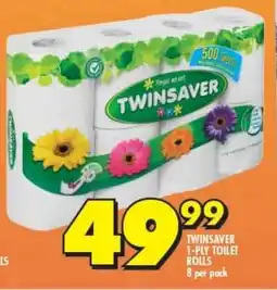 Shoprite TWINSAVER 1-PLY TOILET ROLLS 8 per pack offer