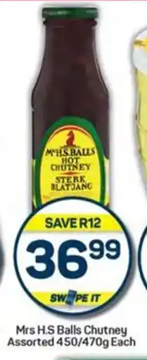 Pick n Pay Hypermarket Mrs H.S Balls Chutney Assorted 450/470g Each offer
