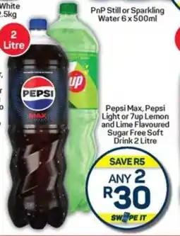 Pick n Pay Hypermarket Pepsi Max, Pepsi Light or 7up Lemon and Lime Flavoured Sugar Free Soft Drink 2 Litre offer