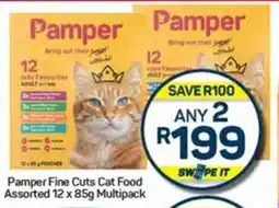 Pick n Pay Hypermarket Pamper Fine Cuts Cat Food Assorted 12 x 85g Multipack offer