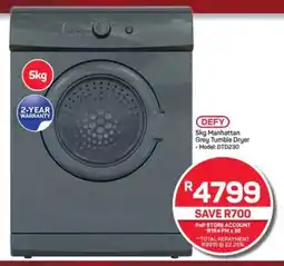 Pick n Pay Hypermarket DEFY 5kg Manhattan Grey Tumble Dryer offer