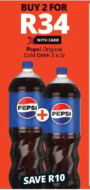 Checkers Pepsi Original Cold Drink 2 x 2L offer
