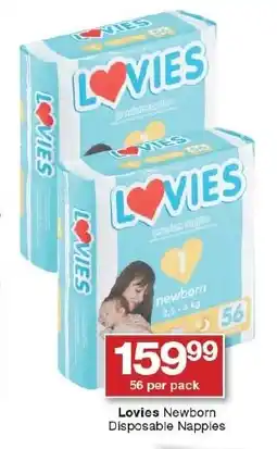Checkers Lovies Newborn Disposable Nappies offer