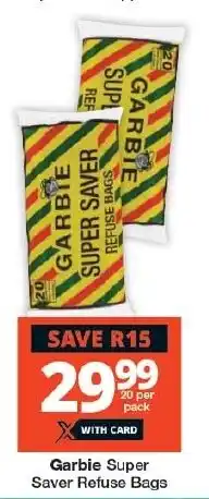 Checkers Garbie Super Saver Refuse Bags offer
