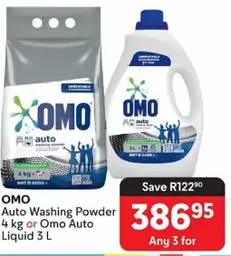 Makro OMO Auto Washing Powder 4 kg or Omo Auto Liquid 3 L offer
