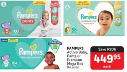 Makro PAMPERS Active Baby, Pants or Premium Mega Box (All sizes) offer