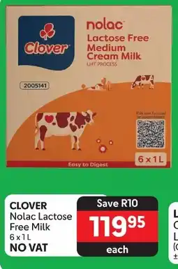 Makro CLOVER Nolac Lactose Free Milk 6x1L offer