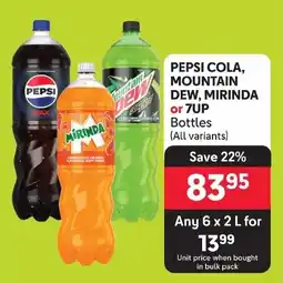 Makro PEPSI COLA, MOUNTAIN DEW, MIRINDA or 7UP Bottles (All variants) offer