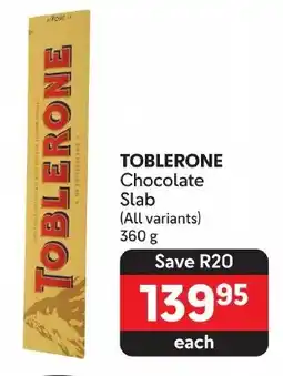 Makro TOBLERONE Chocolate Slab (All variants) offer