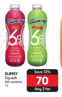 Makro SLIMSY Squash (All variants) 1L offer