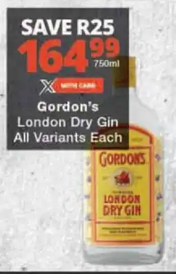 Gordon's London Dry Gin All Variants Each