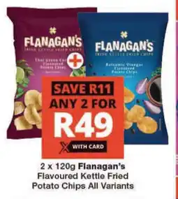 Checkers 2 x 120g Flanagan's Flavoured Kettle Fried Potato Chips All Variants offer