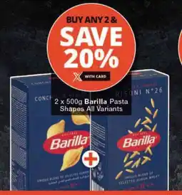 Checkers 2 x 500g Barilla Pasta Shapes All Variants offer