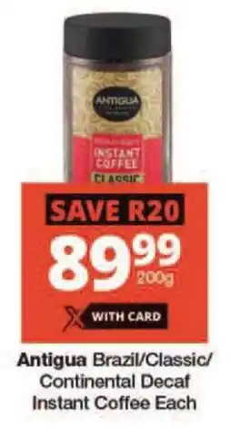 Checkers Antigua Brazil/Classic/ Continental Decaf Instant Coffee Each offer