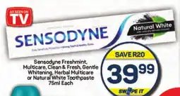 Pick n Pay Sensodyne Freshmint, Multicare, Clean & Fresh, Gentle Whitening, Herbal Multicare or Natural White Toothpaste 75ml Each offer