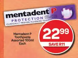 Pick n Pay Mentadent P Toothpaste Assorted 100ml Each offer