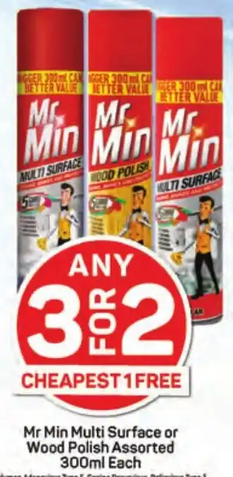Pick n Pay Mr Min Multi Surface or Wood Polish Assorted 300ml Each offer
