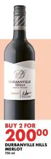 Woolworths DURBANVILLE HILLS MERLOT 750ml offer