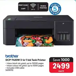 Makro brother DCP-T420W 3-in-1 Ink Tank Printer offer